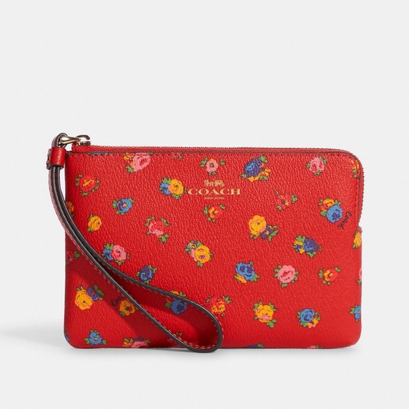 Coach Corner Zip Wristlet With Mini Vintage Rose Print
IM/Miami Red Multi - Picture 2 of 16